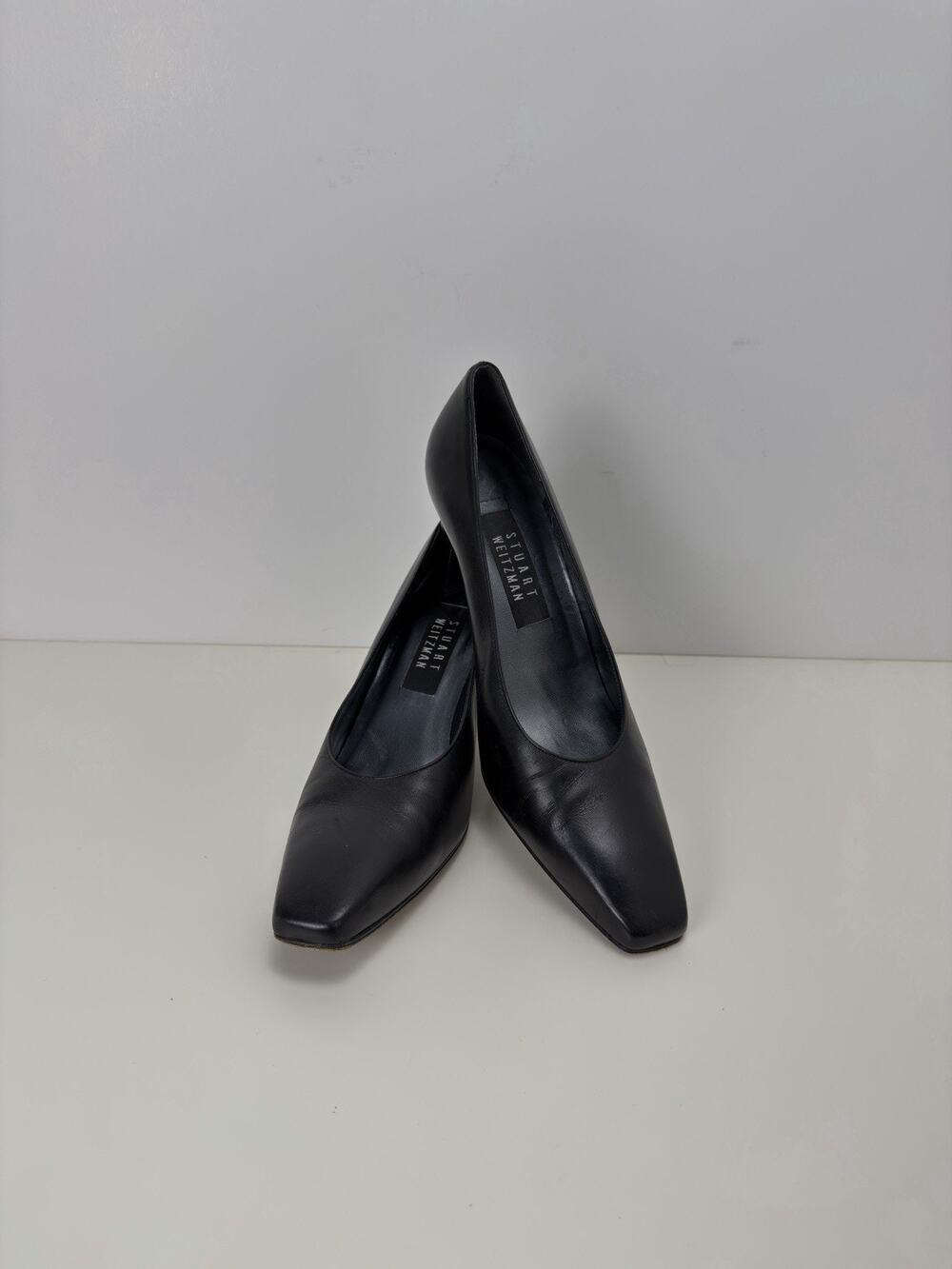 Vintage Stuart Weitzman Black Square Toe Pumps Size 8.5B